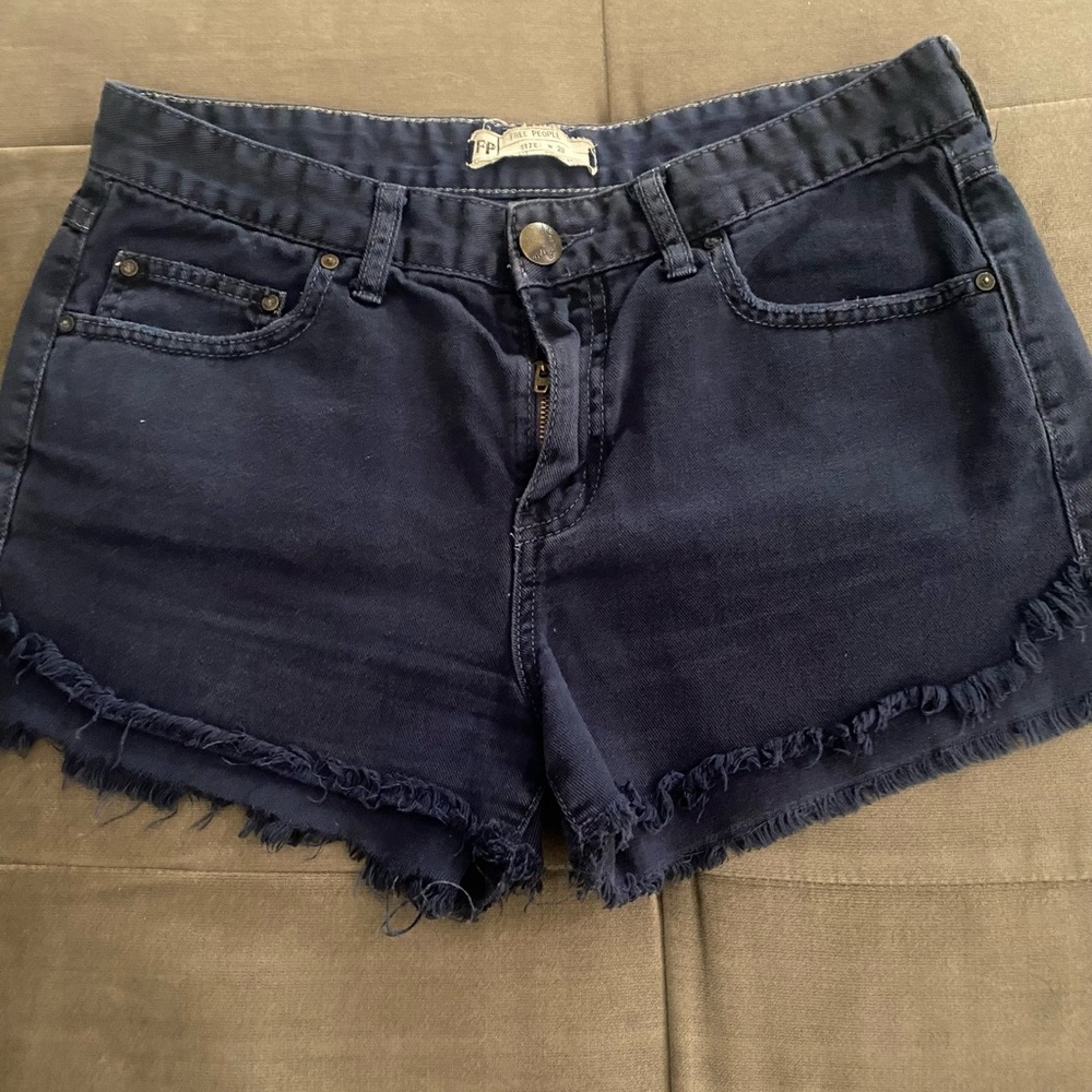 Free People Dark Blue Jean Shorts
